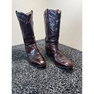 Vintage Dan Post Mens Size 10B Brown Spanish Leather Western Cowboy Rodeo Boots
